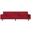 vidaXL Dvivietė sofa-lova su dvejomis pagalvėmis, vyno, aksomas