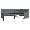 vidaXL Kampinė sodo sofa, antracito spalvos, plienas ir tekstilenas