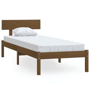 vidaXL Lovos rėmas, medaus rudas, 90x190cm, pu&scaron;is, vienvietis