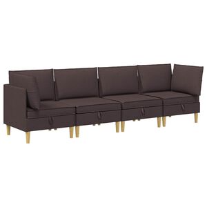 vidaXL Modulinė sofa su laikymo vieta 4 vnt. Tamsiai rudas Audinys