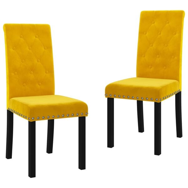 vidaXL Valgomojo kėdės, 2vnt., geltonos spalvos, aksomas