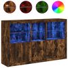 vidaXL &Scaron;oninė spintelė su LED lemputėmis, dūminio ąžuolo, 162x37x100cm