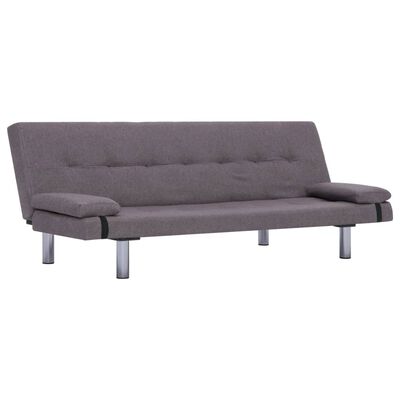 vidaXL Sofa-lova su dviem pagalvėm, taupe spalvos, poliesteris