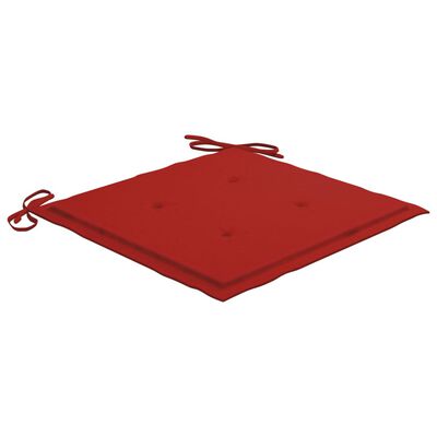 vidaXL Sodo kėdės su raudonomis pagalvėlėmis, 4vnt., tikmedžio masyvas