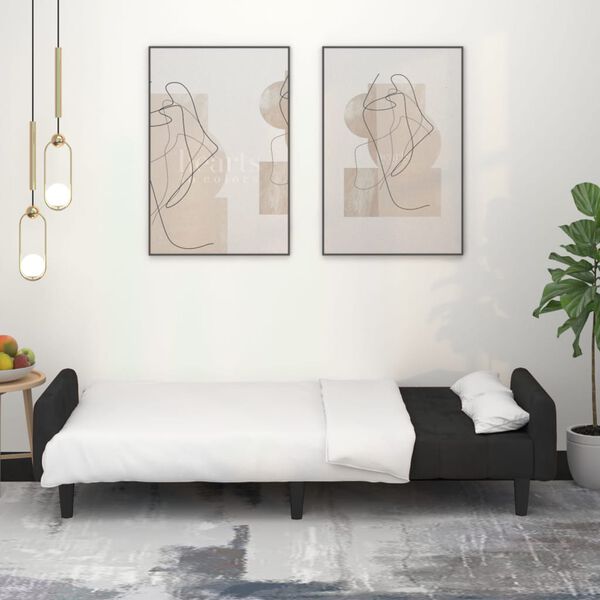vidaXL Dvivietė sofa-lova, juodos spalvos, aksomas