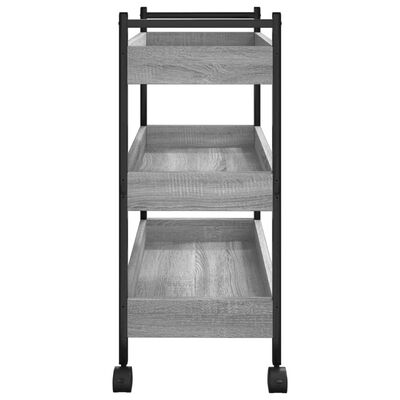 vidaXL Virtuvės vežimėlis, pilkas ąžuolo, 50x30x70cm, apdirbta mediena