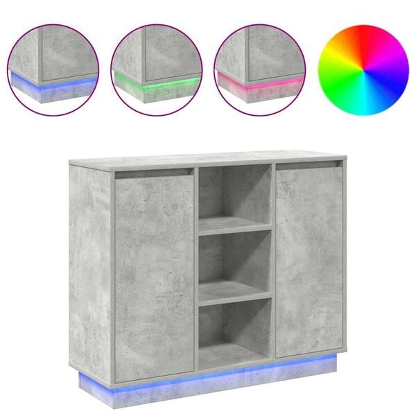 vidaXL LED Bufetas Betono pilka 90 x 32 x 75 cm Apdirbta mediena