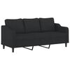 vidaXL Trivietė sofa su pagalvėlėmis, juodos spalvos, 180cm, audinys