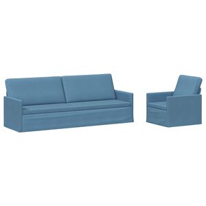 vidaXL Sofos komplektas 2 pcs Mėlyna Kordūrinis audinys