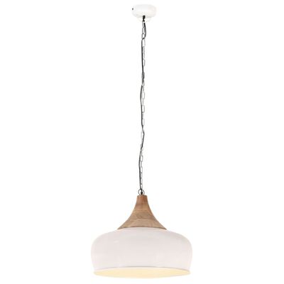 vidaXL Pakabinamas šviestuvas, baltas, geležis ir mediena, 45cm, E27