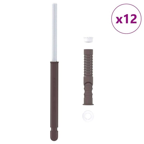 vidaXL Svorio lentynų laikikliai 12 pcs Ruda Ø10 x 170 mm Plienas