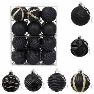 vidaXL Kalėdų kamuoliukų rinkinys 36 vnt. Juoda Skersmuo 6 cm