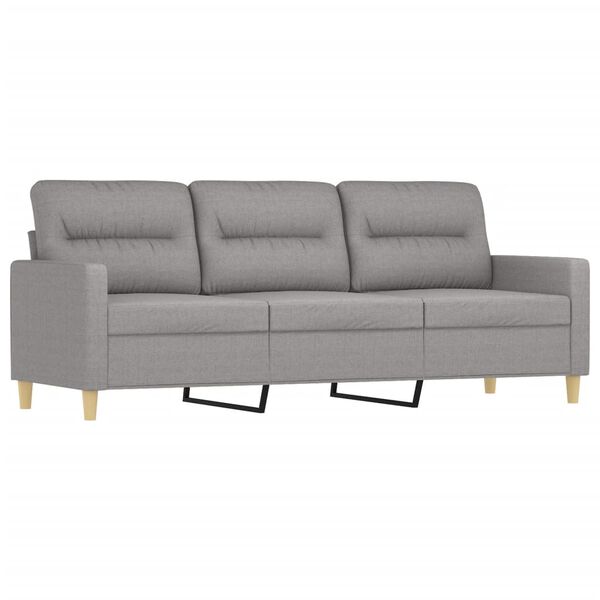 vidaXL Trivietė sofa su pakoja, &scaron;viesiai pilka, 180cm, audinys