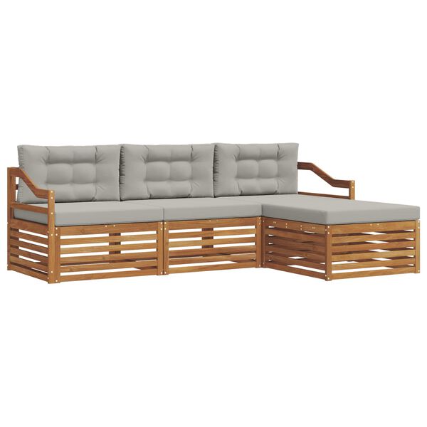 vidaXL Lauko sofos komplektas 4 pcs Natūrali ir &scaron;viesiai pilka