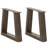 vidaXL Kavos staliuko kojelės, V formos, 2 vnt., natūralus plienas, 40x(30-31,3) cm, plienas