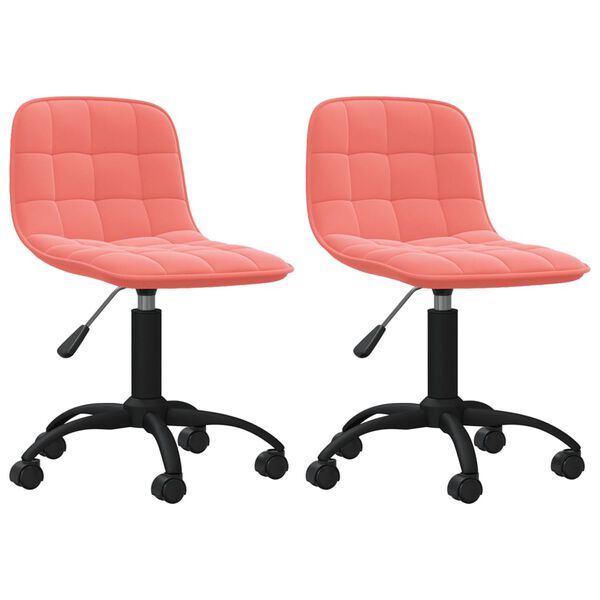 vidaXL Pasukamos valgomojo kėdės, 2vnt., rožinės spalvos, aksomas