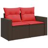 vidaXL Sodo sofa su pagalvėlėmis, dvivietė, ruda, polirotangas