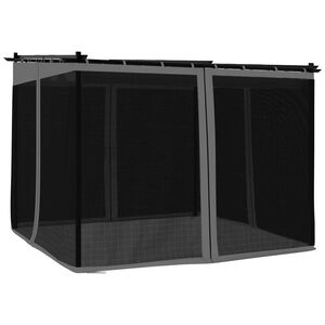 vidaXL Pavėsinė su tinklinėmis sienelėmis, antracito, 3x3m, plienas