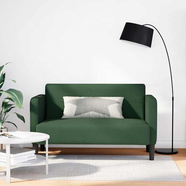 vidaXL Loveseat sofa, tamsiai žalia, 109cm, velvetinis audinys