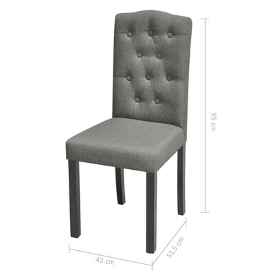 vidaXL Valgomojo kėdės, 2vnt., pilkos spalvos, audinys
