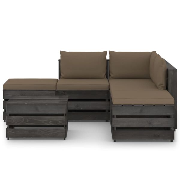 vidaXL Sodo komplektas su pagalvėlėmis, 6 dalių, impregnuota mediena