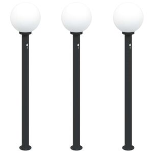 vidaXL Stulpeliniai &scaron;viestuvai su jutikliu, 3 vnt., 120 cm, juodi, IP44