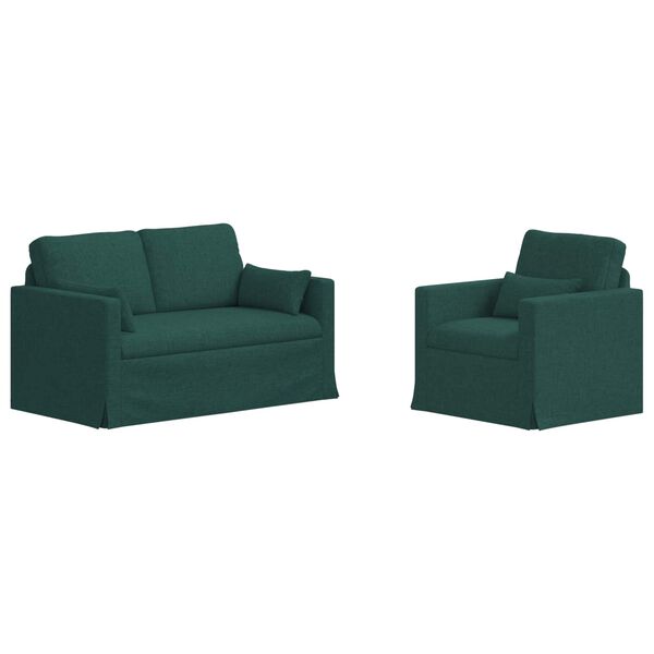 vidaXL Sofa 2 pcs Tamsiai žalia