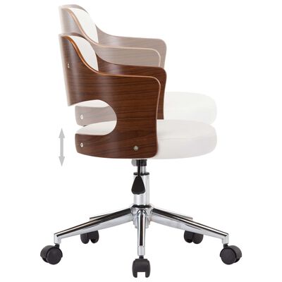 vidaXL Valgomojo kėdės, 2vnt., baltos, lenkta mediena ir dirbtinė oda