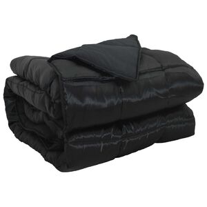 vidaXL Pilna metų antklodė Juoda 200 x 135 cm Satin ir mikropluo&scaron;tas