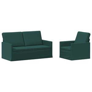 vidaXL Sofos komplektas 2 pcs Tamsiai žalia Audinys