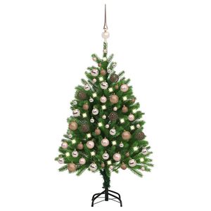vidaXL Dirbtinė ap&scaron;viesta Kalėdų eglutė su žaisliukais, žalia, 120cm