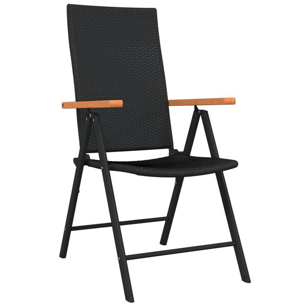 vidaXL Sodo valgomojo baldų komplektas, 9 dalių, juodos spalvos