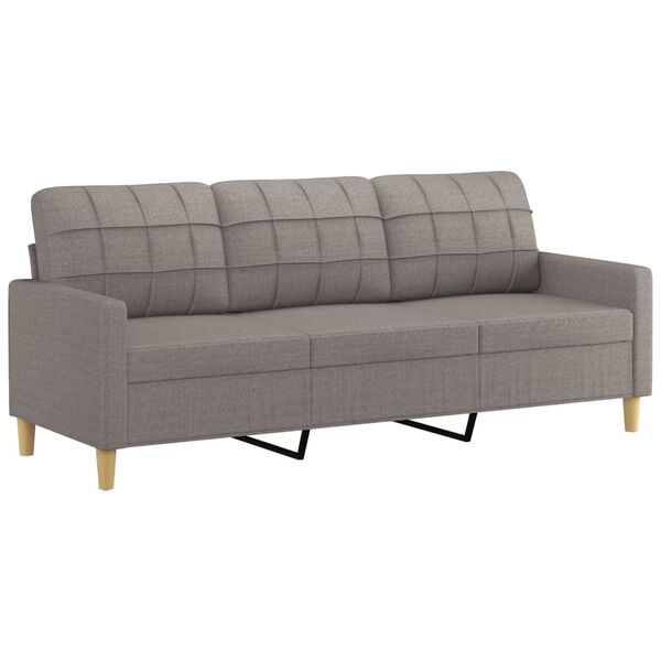 vidaXL Trivietė sofa su pakoja, taupe spalvos, 180cm, audinys