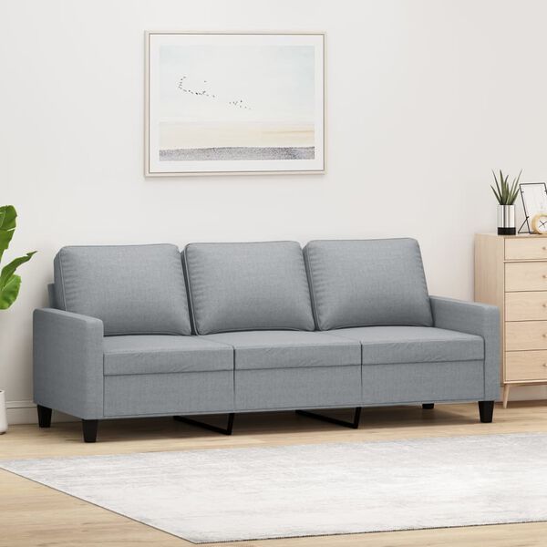 vidaXL Trivietė sofa, &scaron;viesiai pilkos spalvos, 180cm, audinys