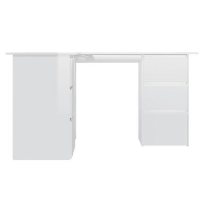 vidaXL Kampinis rašomasis stalas, baltas, 145x100x76cm, mediena