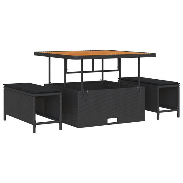 vidaXL Sodo Sofų Rinkinys su pagalve 8 pcs Juoda