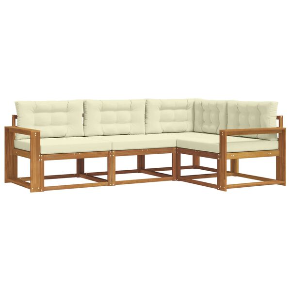 vidaXL Lauko sofos komplektas su pagalve 4 pcs Natūralus ir grietinėlė