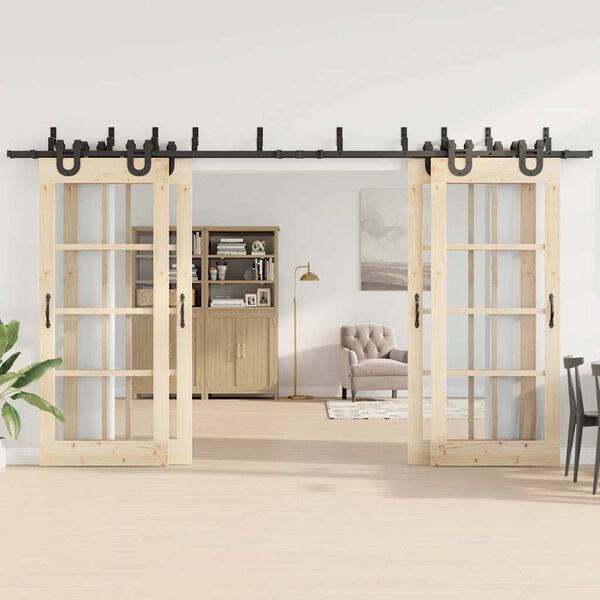 vidaXL Stumdomų durų įrangos rinkinys, juodos sp., 400 cm, plienas