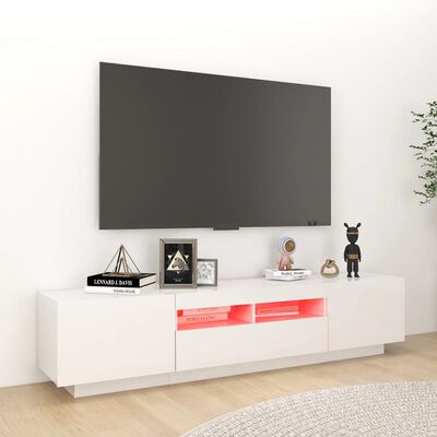 vidaXL TV spintelė su LED apšvietimu, balta, 180x35x40cm, blizgi