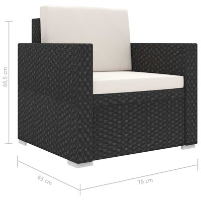 vidaXL Sodo baldų komplektas su pagalvėmis, 13d., juodas, poliratanas
