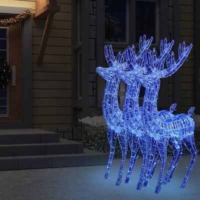 vidaXL Kalėdinės dekoracijos elniai, 3vnt., 180cm, akrilas, 250 LED