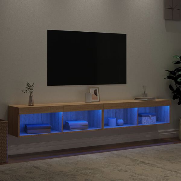 vidaXL TV spintelės su LED lemputėmis, 2vnt., ąžuolo, 100x30x30cm