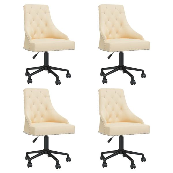 vidaXL Pasukamos valgomojo kėdės, 4vnt., kreminės spalvos, aksomas