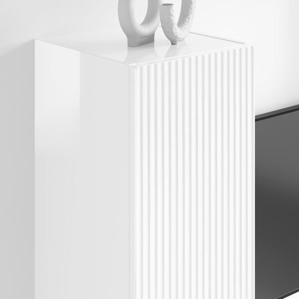 vidaXL TV sieninė spintelė Blizgus baltas 30 x 31 x 100 cm