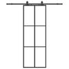 vidaXL Stumdomos durys su įrangos rinkiniu, juodas, 76x205 cm, ESG ir
