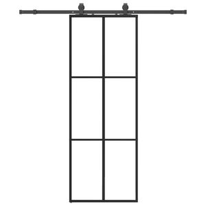 vidaXL Stumdomos durys su įrangos rinkiniu, juodas, 76x205 cm, ESG ir