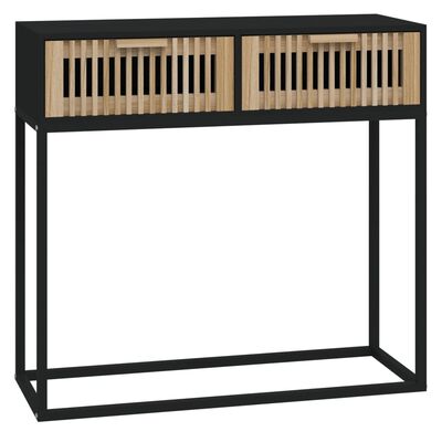 vidaXL Konsolinis staliukas, juodas, 80x30x75cm, mediena ir geležis