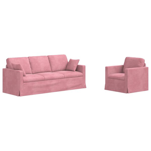 vidaXL Sofa 2 pcs Rožinė 198 x 78 x 80 cm Aksomas