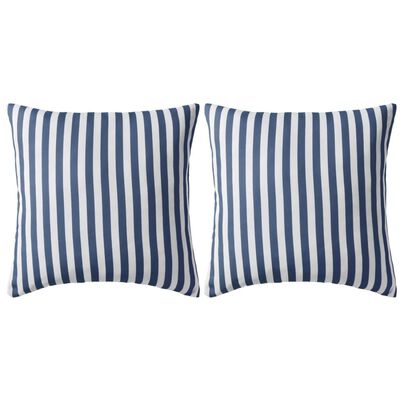 vidaXL Lauko pagalvės, 2 vnt., tams. mėlynos sp., 45x45 cm, dryžuotos