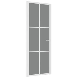 vidaXL Vidaus durys, baltos, 76x201,5cm, ESG stiklas ir aliuminis